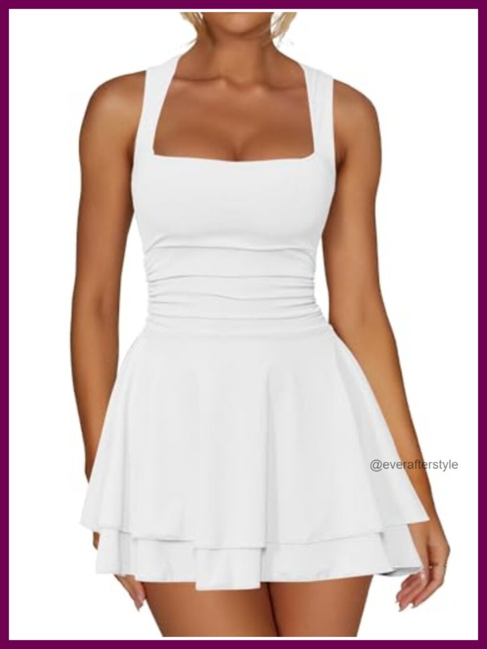 Square Neck Ruffle Hem Ruched Waist Bodycon Party Mini Dress